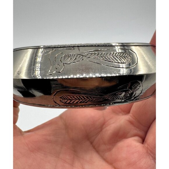 Vintage Engraved Birds Boho Hippie Bracelet Bangle Silver Tone - Picture 3 of 7